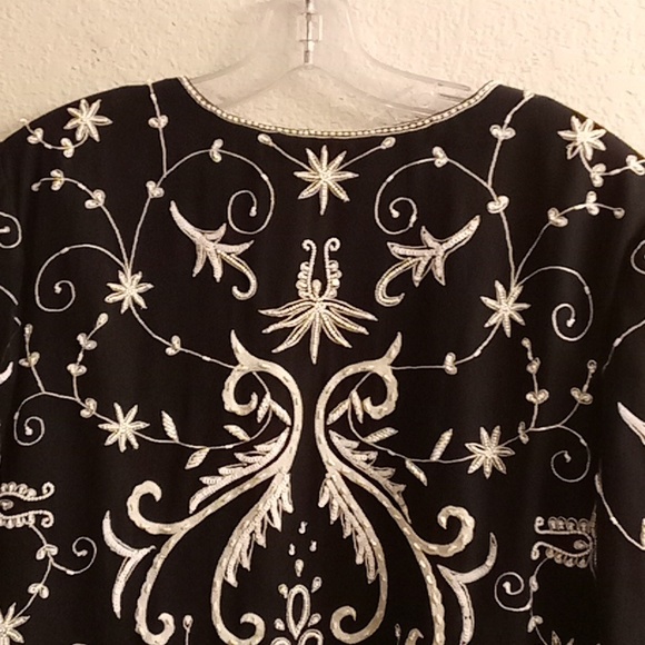 NEW Andretta Donatello Silk Formal Wedding Cocktail Sz L Black-White Color A26 P - Picture 7 of 14